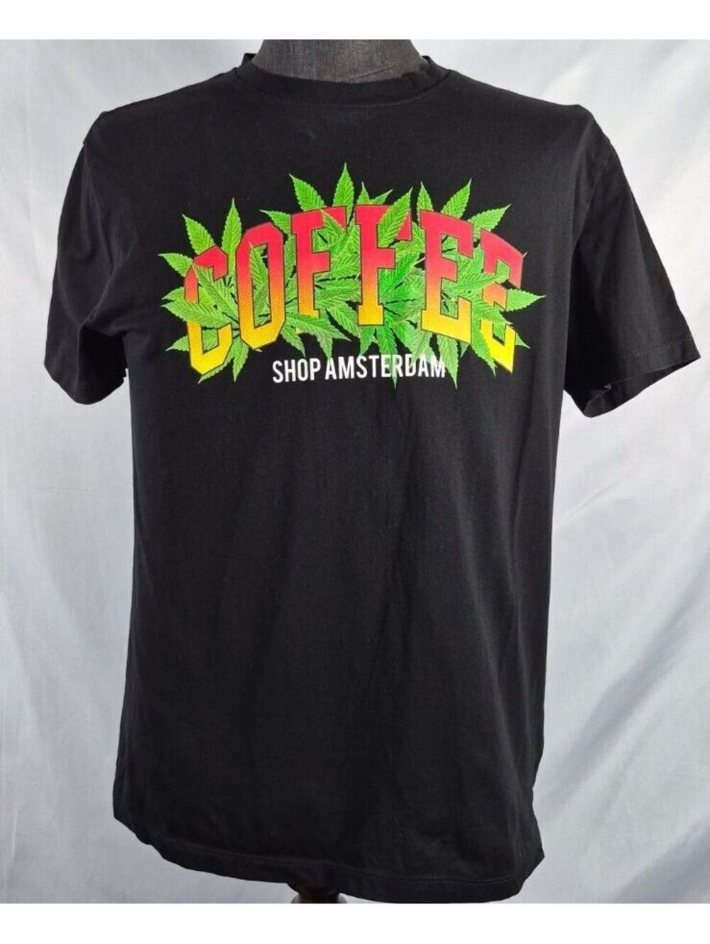 Alcott Amsterdam Coffee Shop Green Leaves Graphic Tee Men's Medium